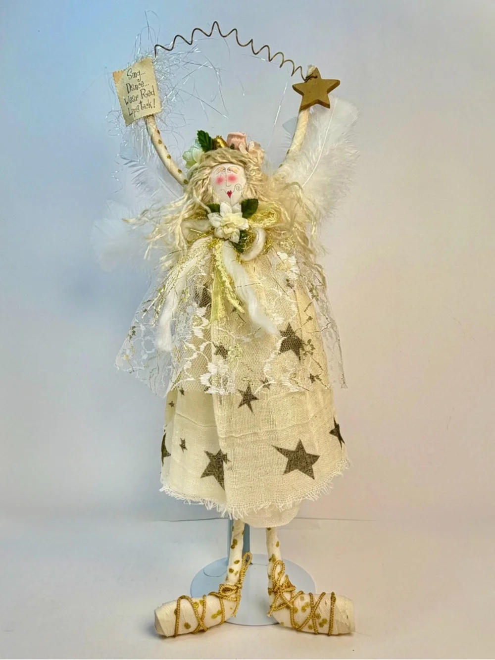 Hanging Angel Doll 15” Cloth Star Sign Cottage Farmhouse Decor - Picture 3 of 13